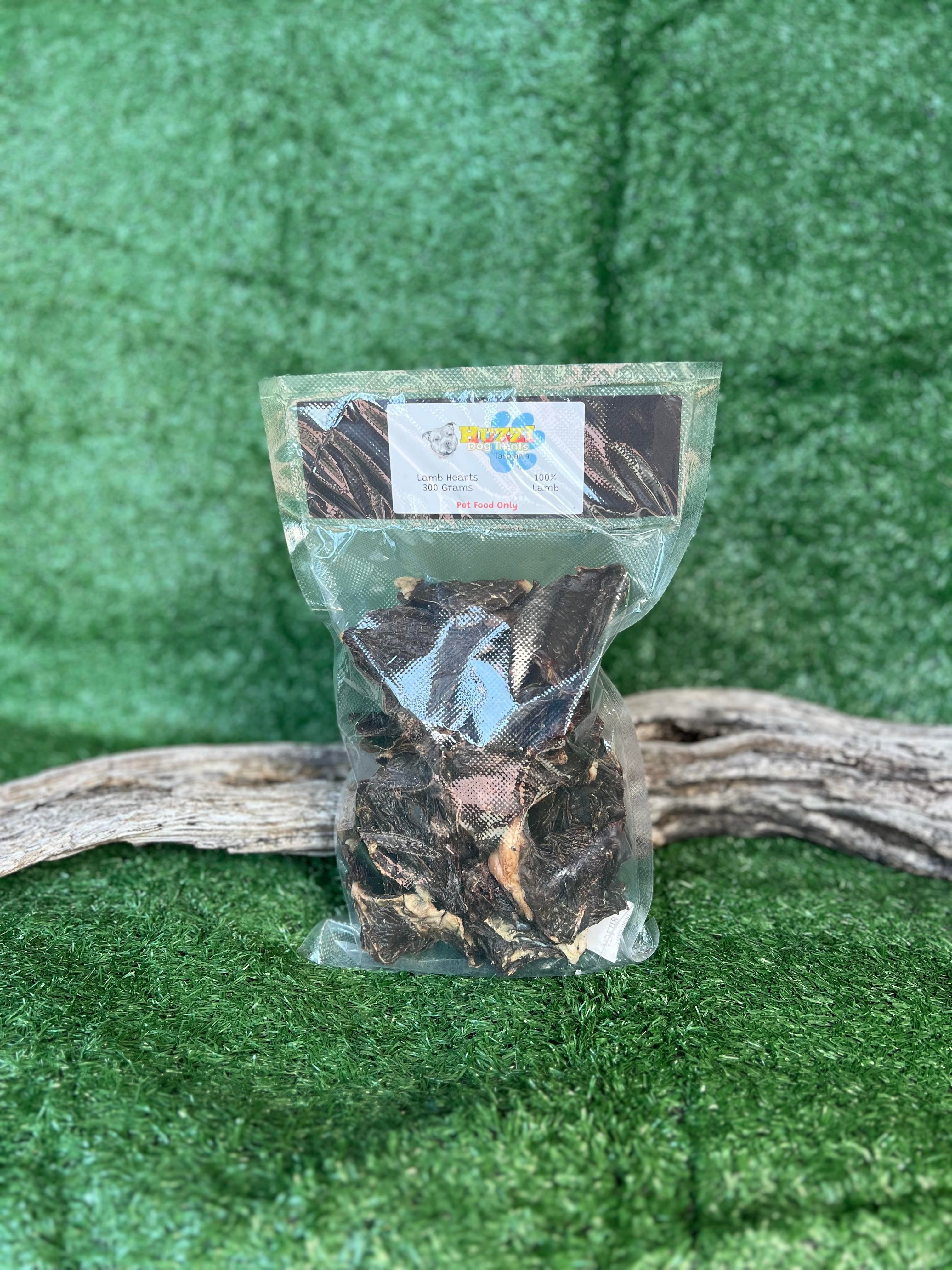 Huzzi Lamb Hearts 300 Grams | Huzzi Dog Treats Tasmania
